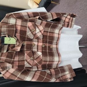 Brown and Pink Plaid Jacket